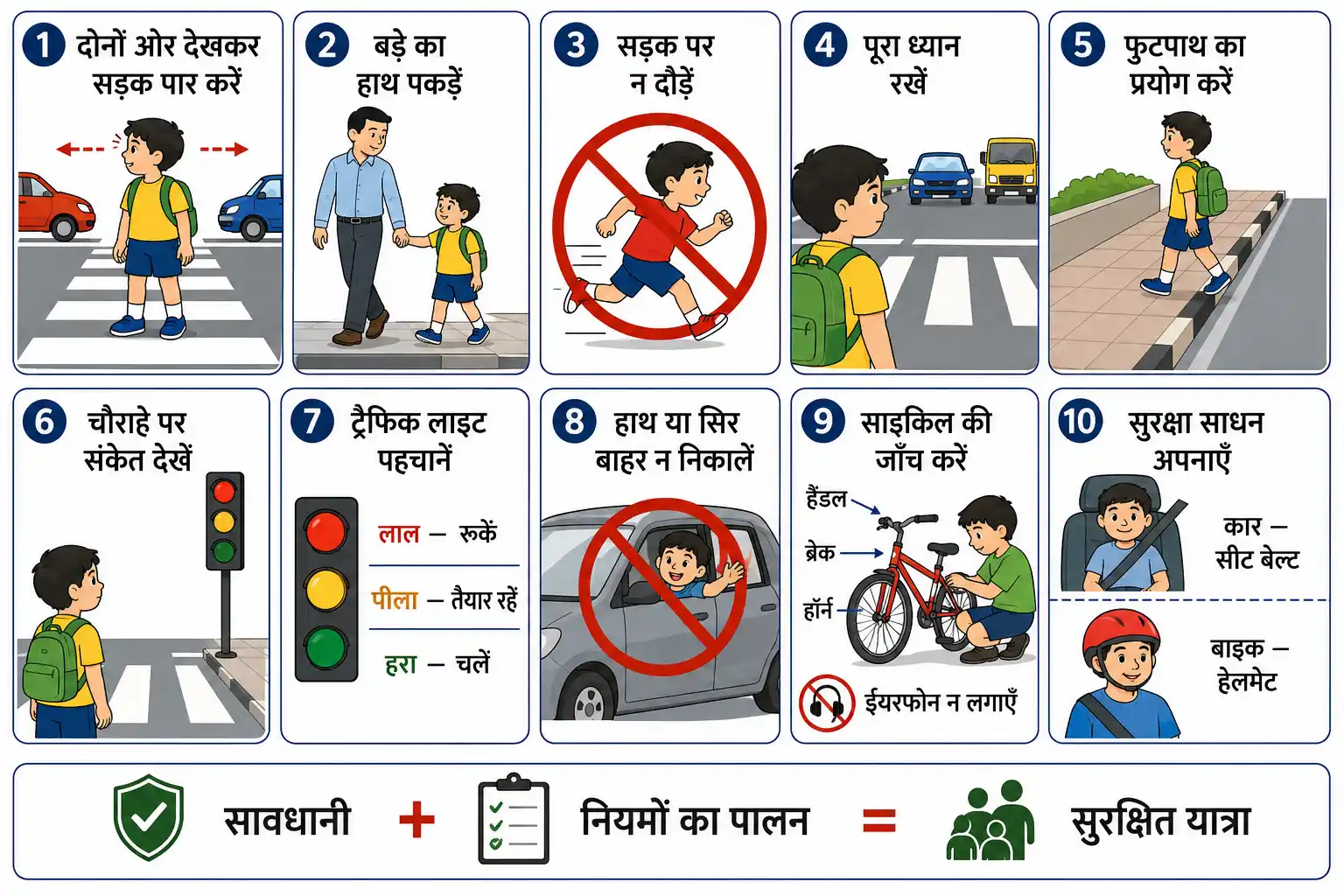 बच्चों के लिए प्रमुख सड़क सुरक्षा नियम