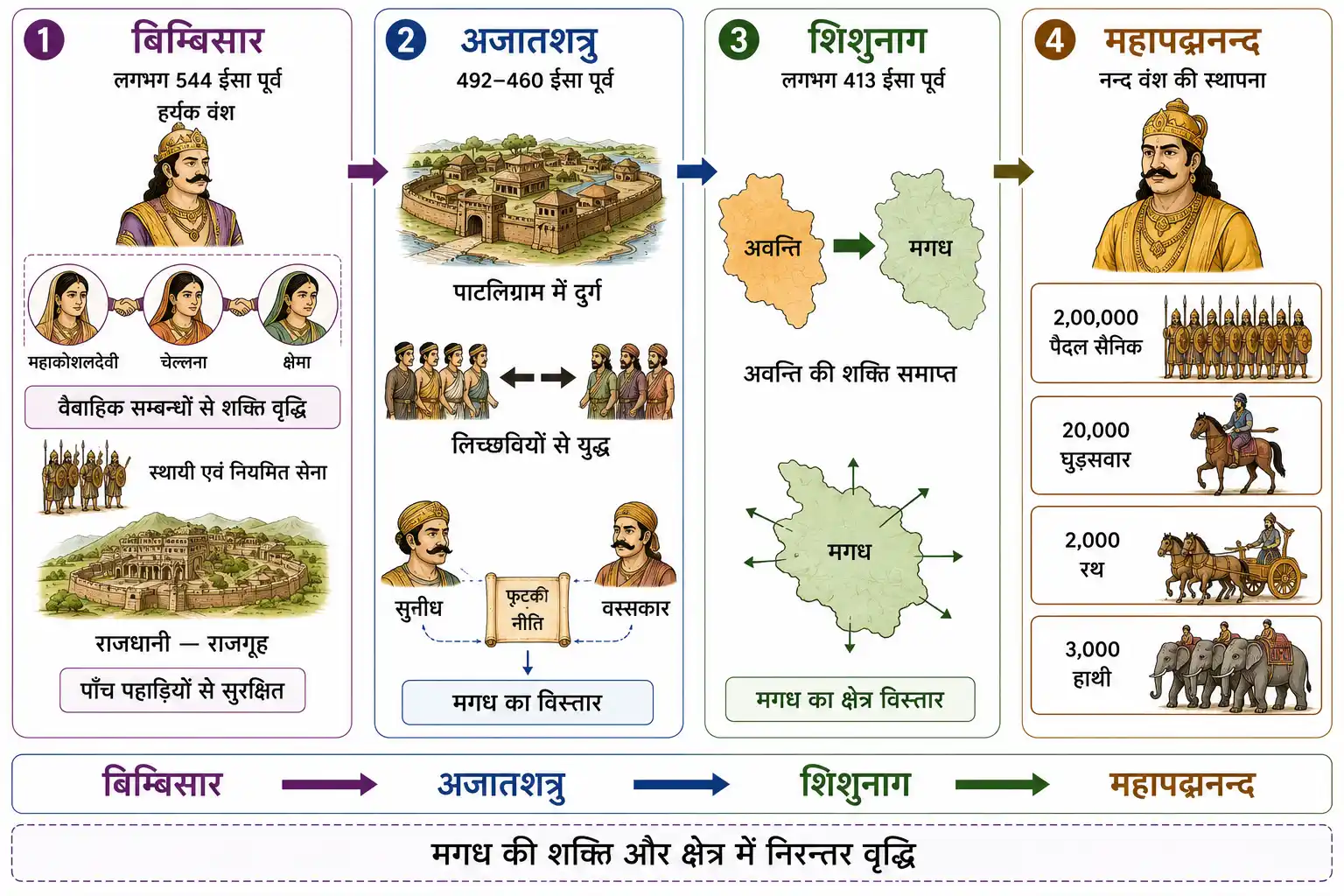 मगध साम्राज्य के उदय और विस्तार का क्रम