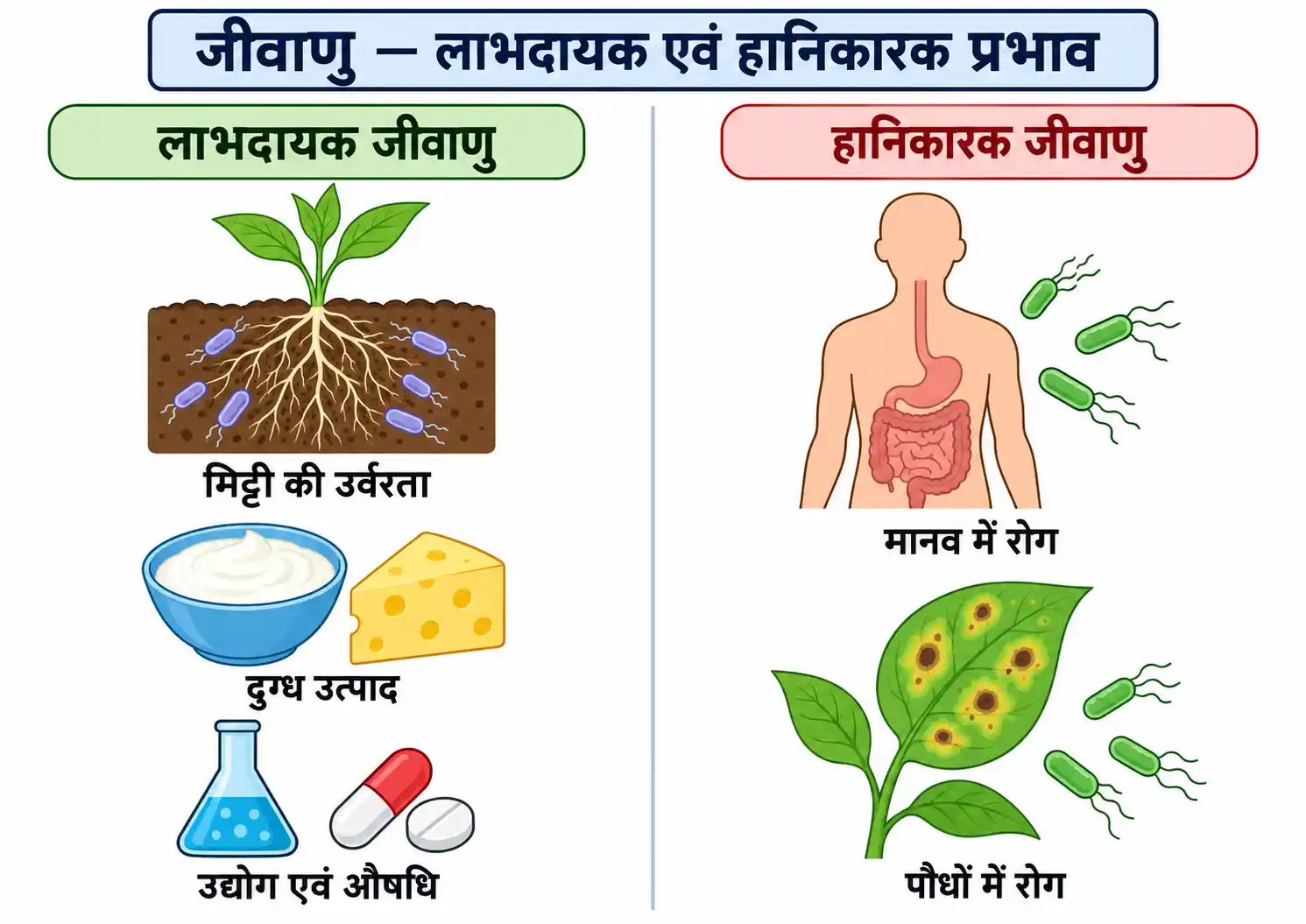 जीवाणुओं के लाभदायक एवं हानिकारक प्रभाव